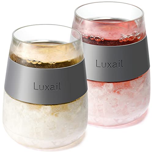 Double Wall Insulated Freezer Wine Cups in Grey- 8.5 Oz- Set of 2- Luxail