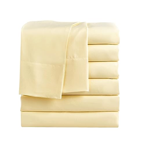 6-Pack Soft Microfiber Twin Flat Sheets, Butter Yellow