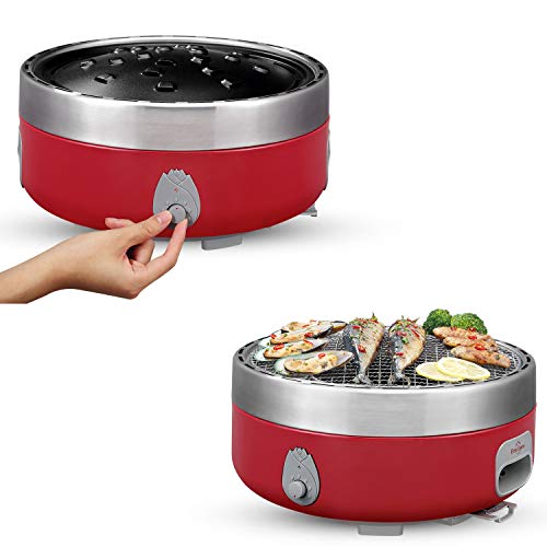 Freshore Portable Smokeless Charcoal BBQ Grill - Small Tabletop Mini Barbecue