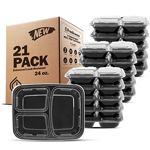 Freshware 3 Compartment Meal Prep Containers