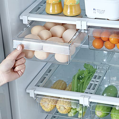 MANO 2Pack Clear Fridge Drawers Pull Out Stackable Refrigerator Drawer  Organizer Bins Pantry Storage Box Plastic Food Containers for Kitchen  Bathroom