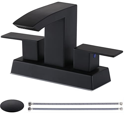 Matte Black Waterfall Bathroom Faucet with Pop Up Drain