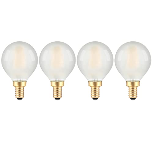 Frosted LED Chandelier Light Bulbs - Dimmable Warm White 25W Equivalent - 4 Count
