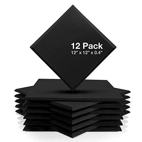 Fstop Labs 12-Pack 0.4" Beveled Edge Acoustic Foam Panels, Black