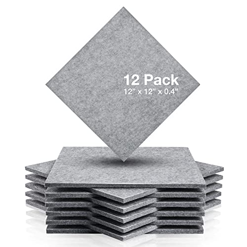 Fstop Labs 12x12x0.4 Acoustic Foam Panels, 12-Pack Grey