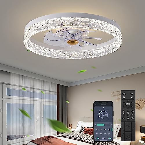 Fszdorj 2023 Upgraded Ceiling Fan F098 White Ceiling Fans with Lights