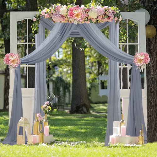 FUHSY Grey Wedding Arch Draping Chiffon Curtains