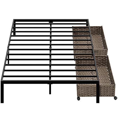 Full Bed Frame with Storage Baskets