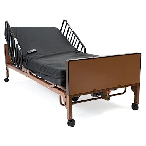 Med Mart Electric Hospital Bed Set with Foam Mattress and Half Rails