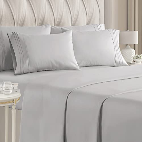 Hotel Luxury Full Size 6-Piece Sheet Set - Light Grey