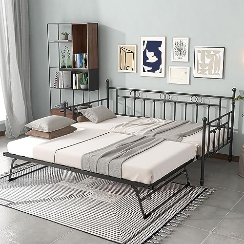FULLJOJOR Twin Day Bed with Trundle Bed Twin