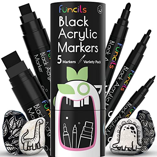 Funcils 5 Acrylic Black Paint Pen