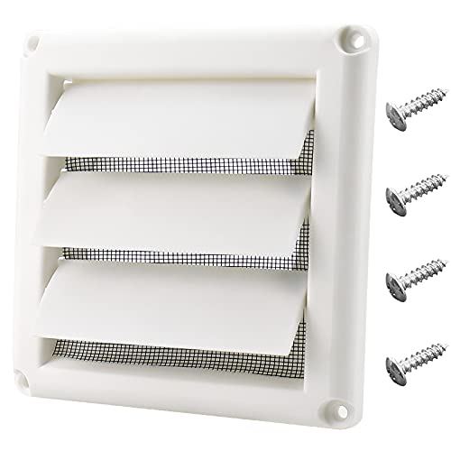 Funmit 4" Dryer Vent Cover for Exterior Wall - Includes 4 Screws (White)