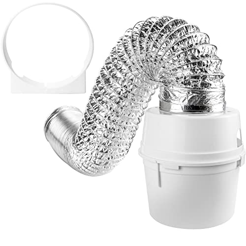 Funmit 5 Foot Indoor Dryer Vent Kit with 4 Inch Dryer Duct Connector and Lint Trap Bucket Dryer Vent Hose