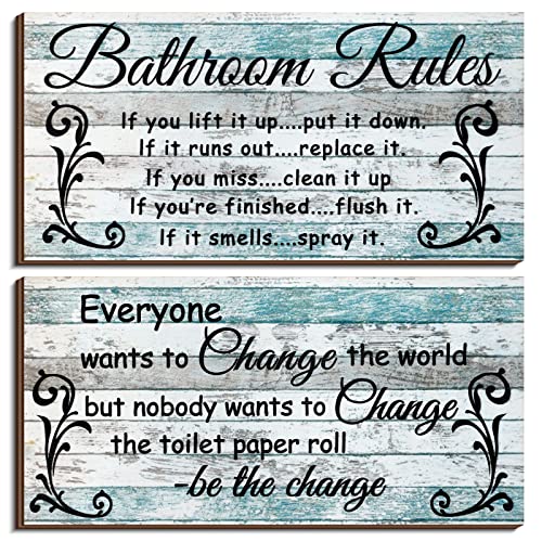 Funny Bathroom Rules Wall Art
