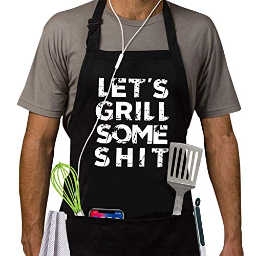 Funny BBQ Aprons for Men - Adjustable and Waterproof