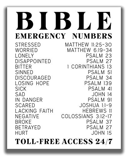 Bible Verse Emergency Numbers - Inspirational Wall Print