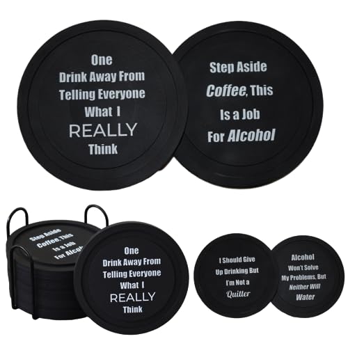 Funny Drink Coasters with Holder - Hilarious Home Decor