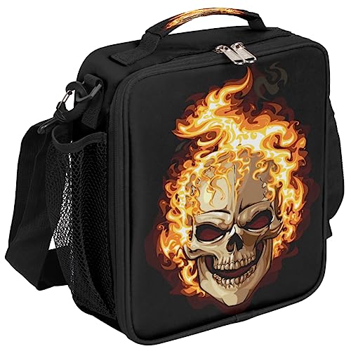 Funny Fire Skull Insulated Lunch Bag