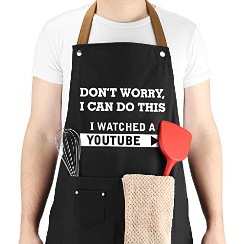 Rosoz Funny BBQ Black Chef Aprons for Men, Grill Master, Adjustable Kitchen  Cooking Aprons with Pocket Waterproof Oil Proof Father’s Day/Birthday