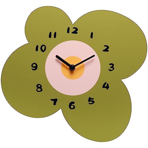 Funsec 12 Inch Green Flower Petal Design Wall Clock