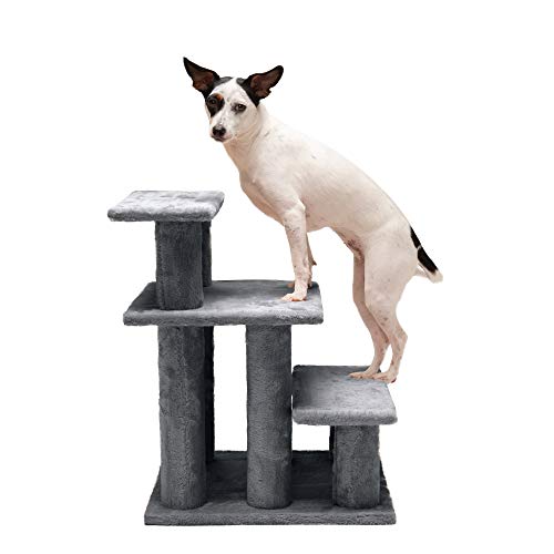 Furhaven Steady Paws Multi-Step Pet Stairs for High Beds & Sofas - Gray, 3-Step