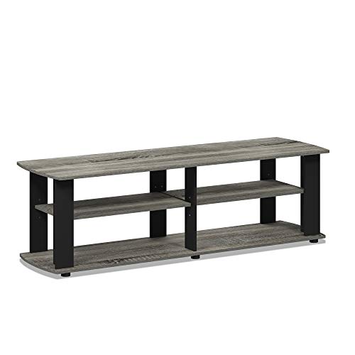 FURINNO Nelly TV Stand, French Oak Grey/Black Entertainment Center