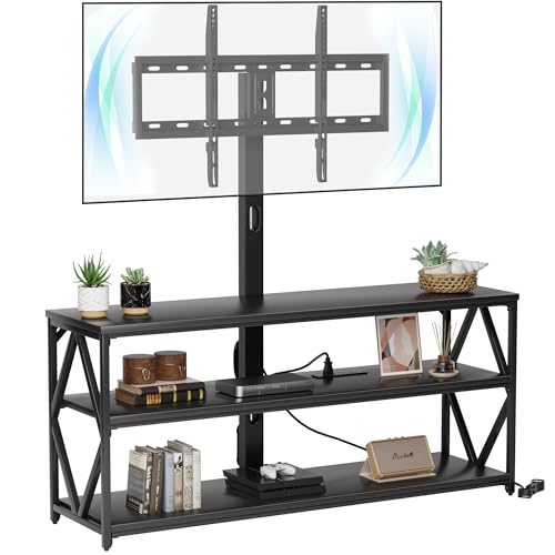 Furmax Swivel TV Stand with Mount and Storage Shelves