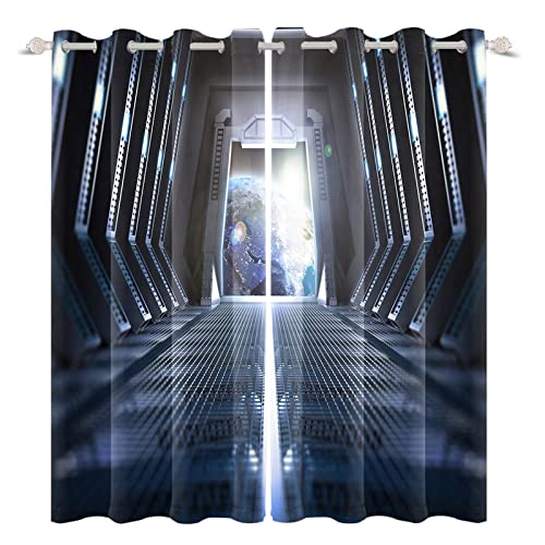 Futuristic Sci-Fi Window Curtains - Renaiss Outer Space