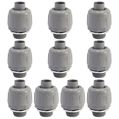 Fuzbaxy 1/2" NPT Liquid Tight Connector Straight 180D Electrical Conduit Connector Fitting-10PACK