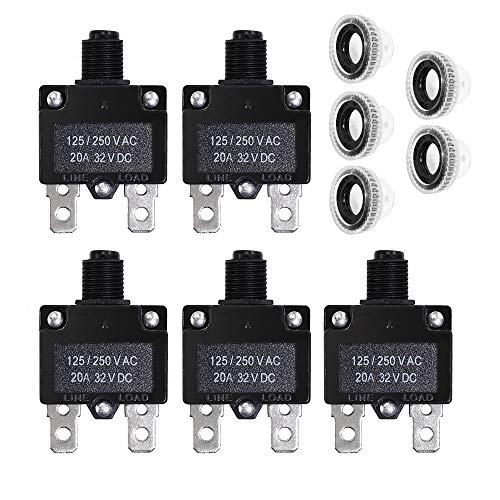 Fuzbaxy 5PCS 20Amp Circuit Breakers with Push Button Reset