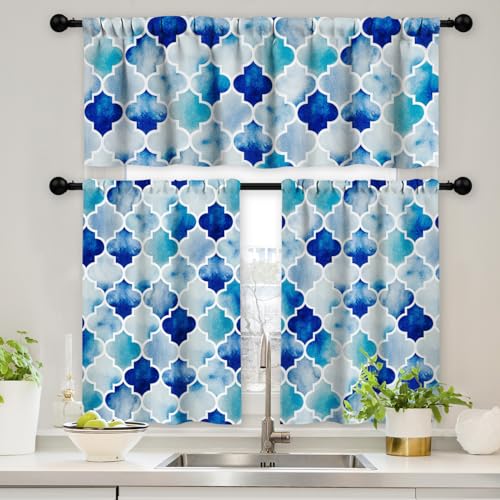 FYATHM Blue Kitchen Curtains Set