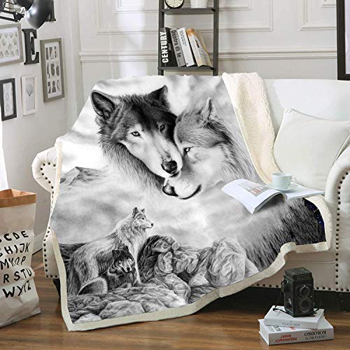 FYYFES Home Gray Wolf Fleece Blanket