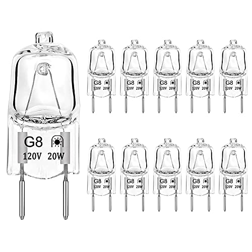 G8 Halogen Bulb 20W 120V Dimmable T4 JCD Type G8 Base Bi-Pin Xenon Bulb