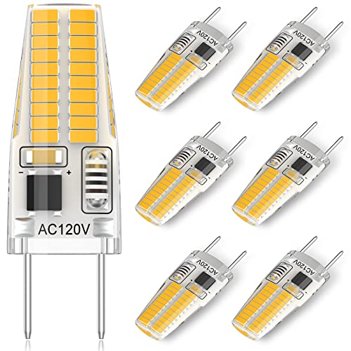 G8 LED Bulb 3W, 20W-25W Halogen Equivalent, Dimmable, T4 JCD Type Bi-Pin G8 Base (6 Pack)