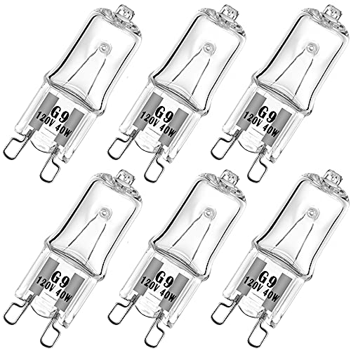 G9 Halogen Bulb 120V 40W T4 Type 2 Pin Base Dimmable - 6 Pack