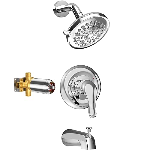 Gabrylly Tub and Shower Faucet Set with Rain Shower Head and Tub Spout