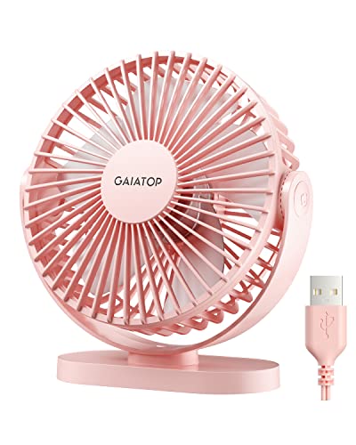 Gaiatop 3-Speed USB Desk Fan: Powerful Portable Mini Cooling Fan (Pink)