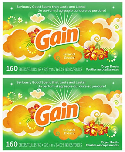 Gain Dryer Sheets, Island Fresh, 160 Count, 2-Pack