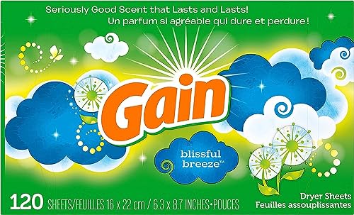Gain Fabric Softener Dryer Sheets, Blissful Breeze, 120 Count