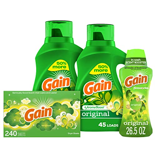 Gain Laundry Bundle with Detergent, Scent Booster, and Dryer Sheets