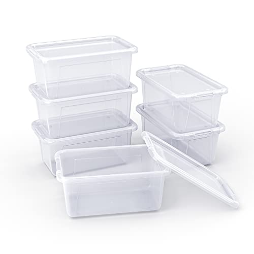 Citylife 3.2 QT 6 Packs Small Storage Bins with Lids Plastic Storage  Containers