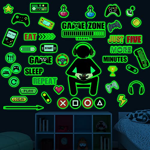 Glow-in-the-Dark Gamer Wall Decals for Kids' Playrooms