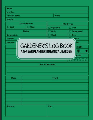 Gardener's 5-Year Log Book: Plan, Track, and Organize Your Botanical Garden