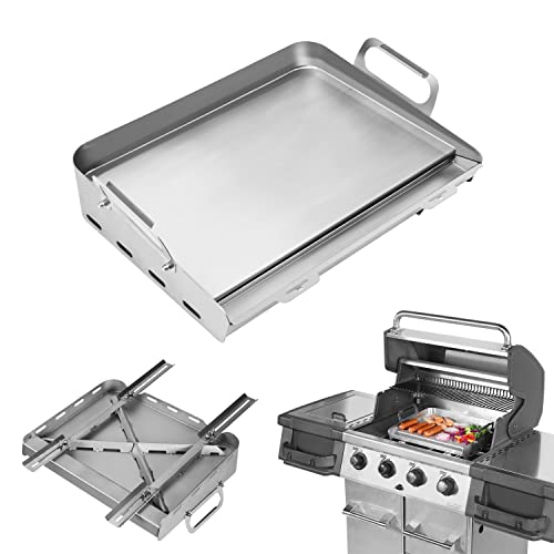 Gas Grill Griddle with Removable Grease Tray - Even Heat Distribution