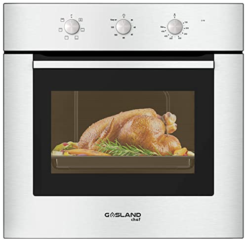 Single Wall Oven 24 inch, GASLAND Chef ES606MSN Built-in Electric Ovens, 240V 2000W 2.3Cu.ft 6 Cooking Functions Wall Oven, Mechanical Knobs Control, Stainless Steel Finish