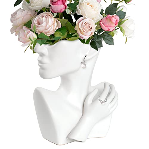 GDYOOSHOW Ceramic Face Vase for Flowers - Elegant and Functional