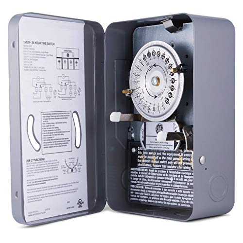 GE 24-Hour Indoor Heavy Duty Mechanical Water Heater Timer Switch - 240 VAC - NEMA 1-Rated Metal Enclosure 40 Amp, Lockable and Tamper Resistant, Double Pole Single Throw, 15328