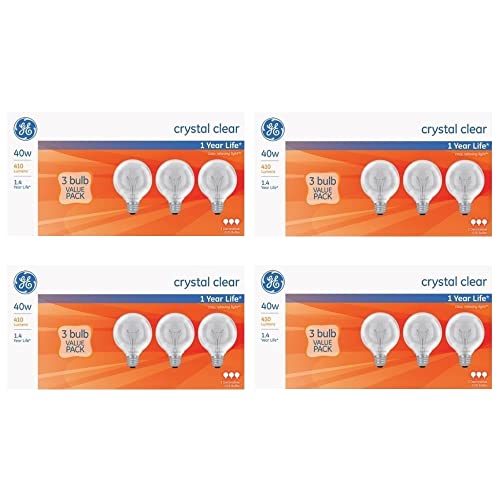 GE 40W G25 Globe Incandescent Bulb - Crystal Clear (12-Pack)