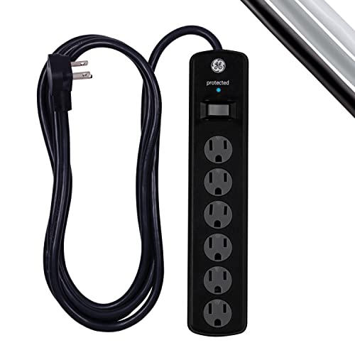 GE 6-Outlet Surge Protector with 8ft Extension Cord - Black